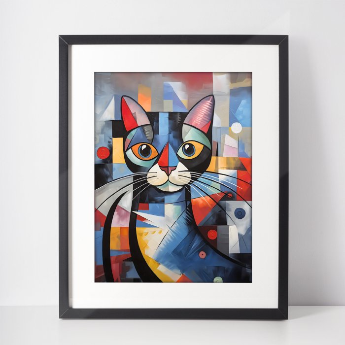 Cubism - Cat, abstract, cat art print, hallway, #illieeart #