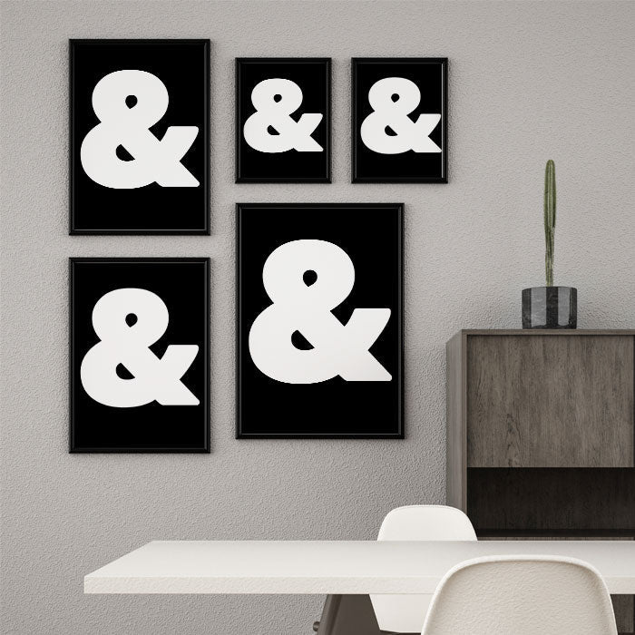 &, And Art Print, bedroom, Black and white, livingroom, #illieeart
