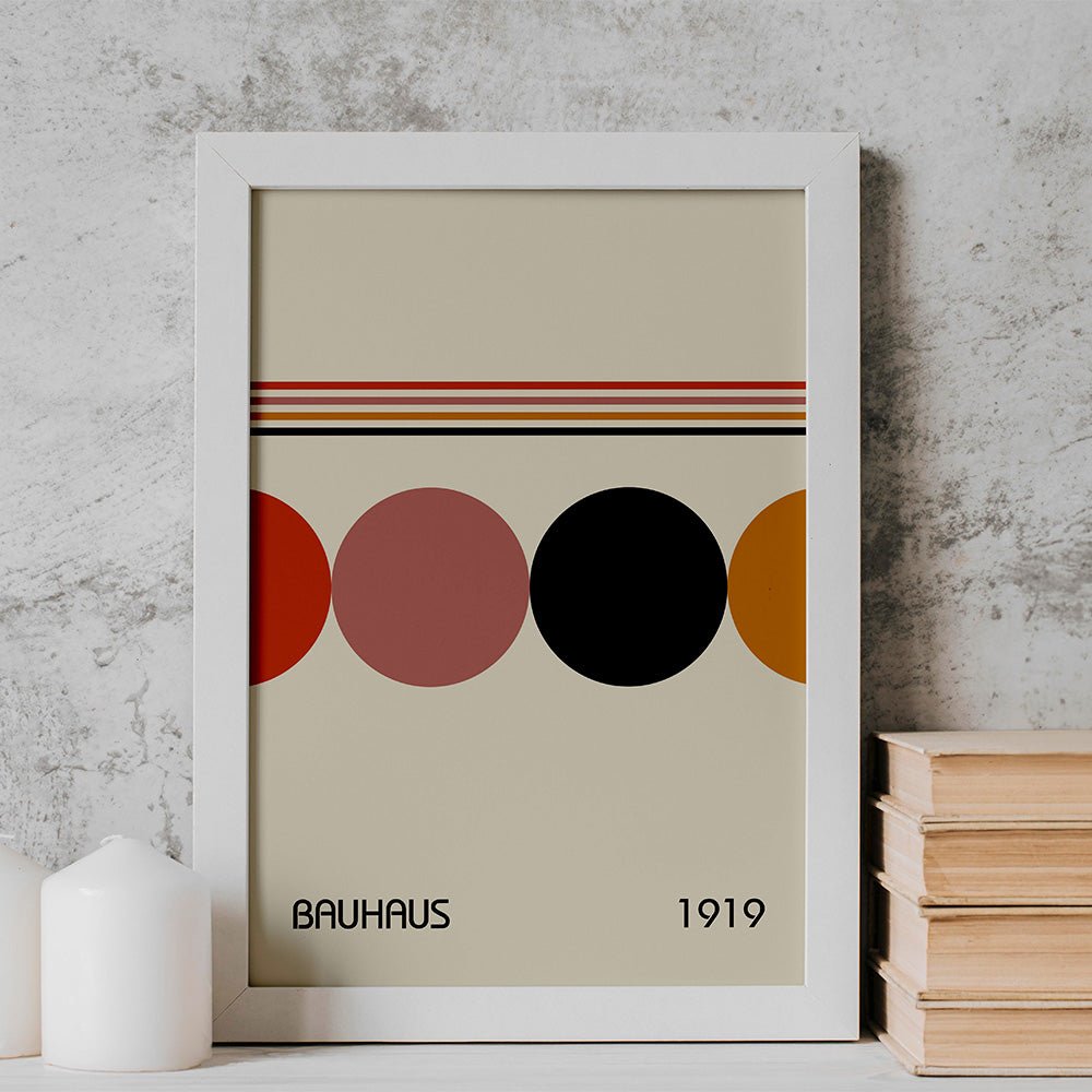 Midcentury print abstract geometric circles poster modern Bauhaus wall art colorful minimalist graphic shapes retro room decor print poster