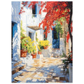 Greece Travel Print - Mediterranean Courtyard, bougainvillea, Mediterranean art print, Travel Poster, #illieeart #