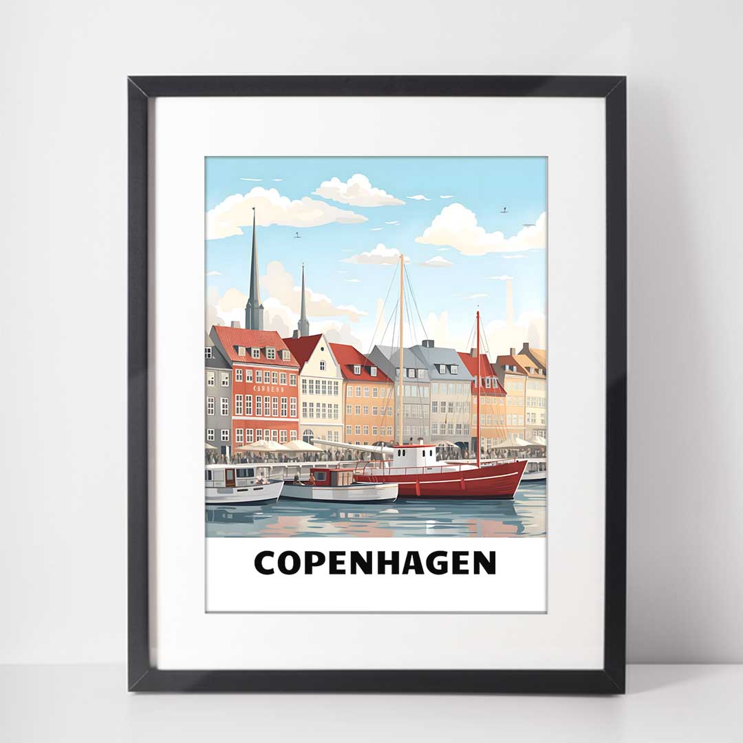 Copenhagen Travel Poster | Denmark travel Poster | Copenhagen Waterfront Art Print, copenhagen, Home & Living, Indoor, #illieeart #