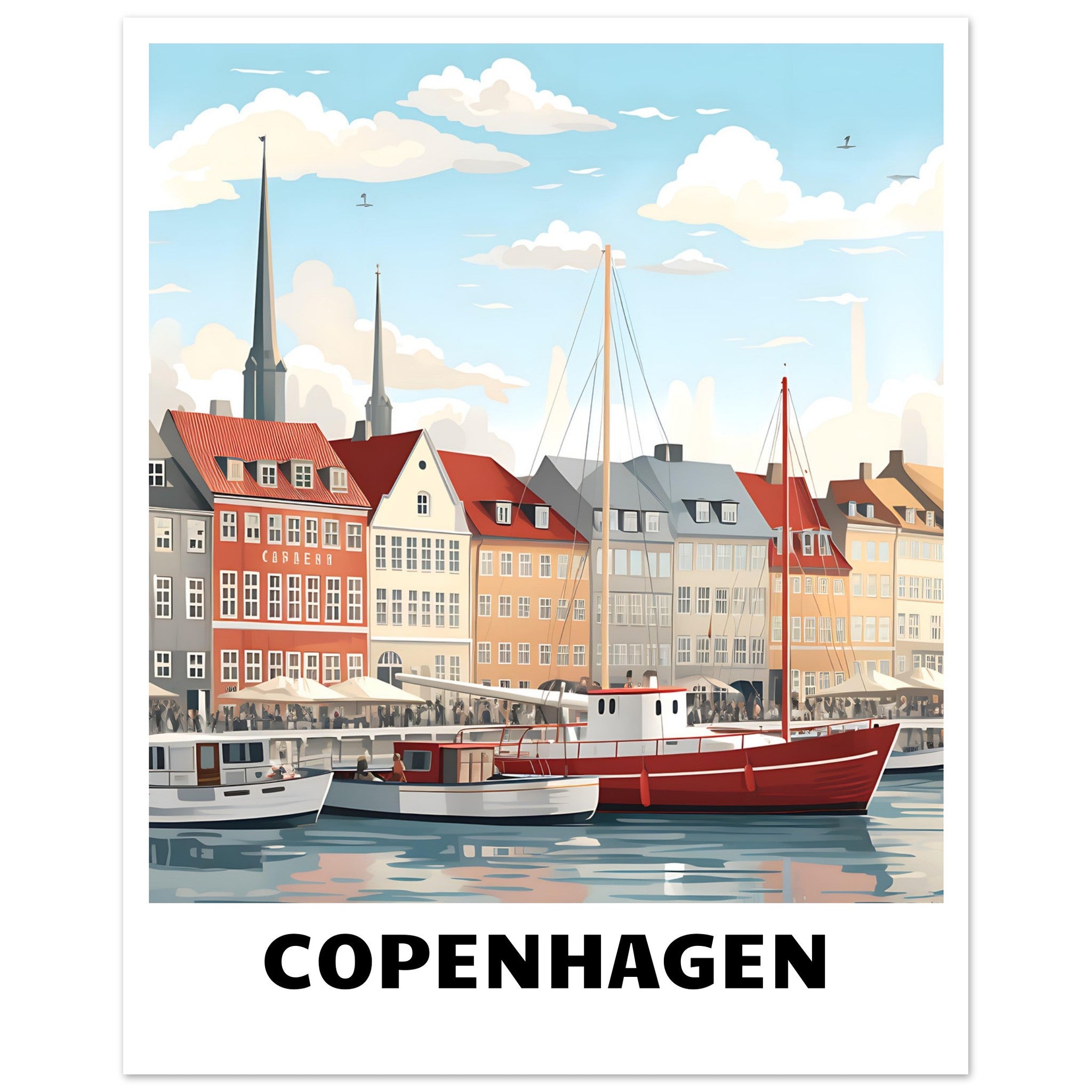 Copenhagen Travel Poster | Denmark travel Poster | Copenhagen Waterfront Art Print, copenhagen, Home & Living, Indoor, #illieeart #