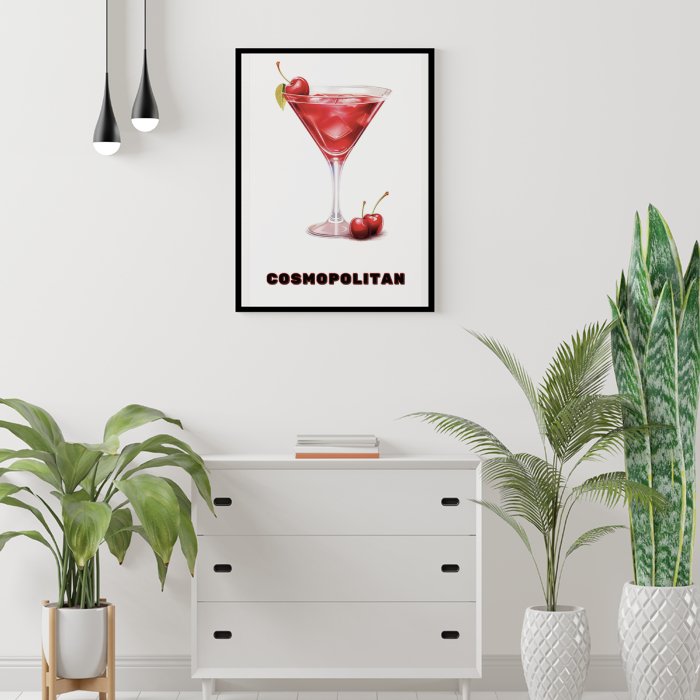 Cosmopolitan Cocktail Art Print | 5 O'clock Somewhere | Cocktail Art Print | Happy Hour Art Print, all art print, all at prints, cocktail, #illieeart #