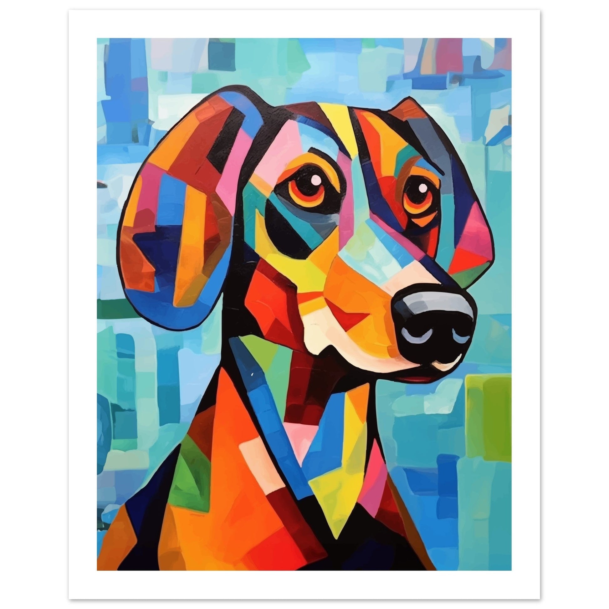 Cubism - Dog, animal prints, modern, modern prints, #illieeart #