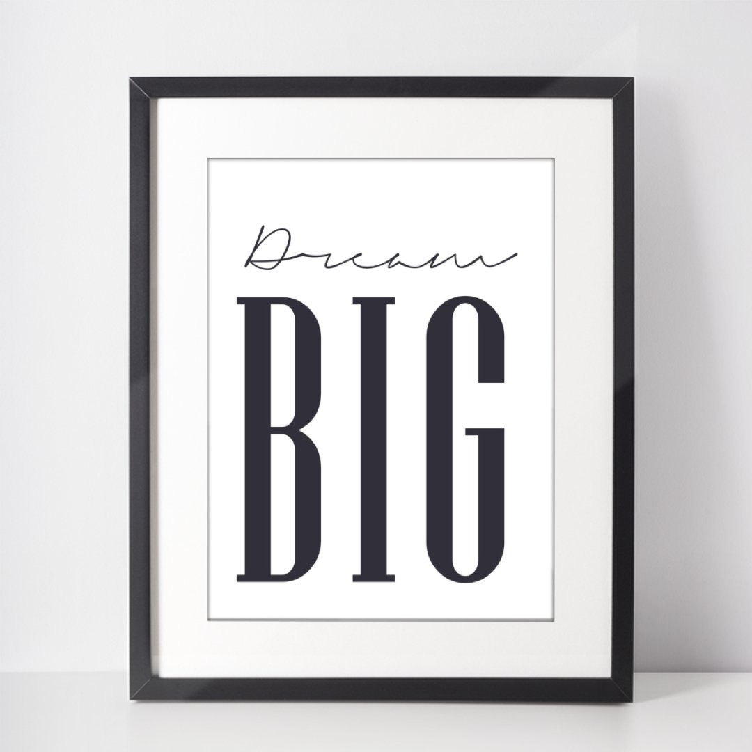 Dream Big Black & White, Black and white, Typography, , #illieeart #