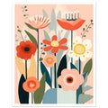 Midcentury Abstract Flowers, botanical art print, floral art print, Pink Flowers, #illieeart #