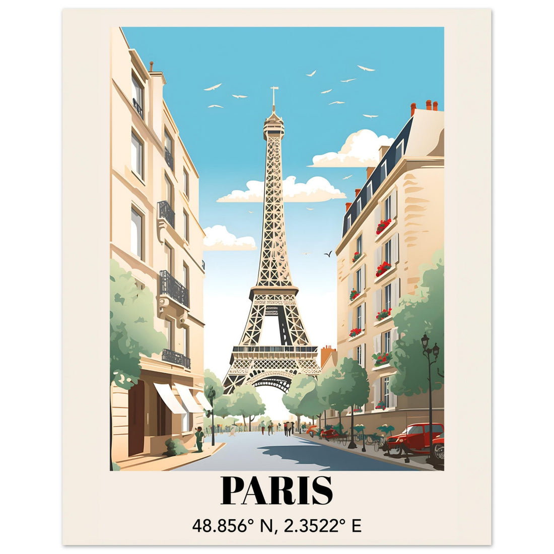 Paris Latitude Longitude Coordinates, france, paris, Travel Poster, #illieeart #