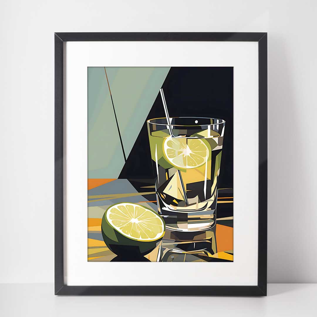 Gin and Tonic Cocktail - Mid Century Modern Art, bar art print, Gin And Tonic Poster, Midcentury Art Print, #illieeart #
