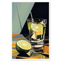 Gin and Tonic Cocktail - Mid Century Modern Art, bar art print, Gin And Tonic Poster, Midcentury Art Print, #illieeart #