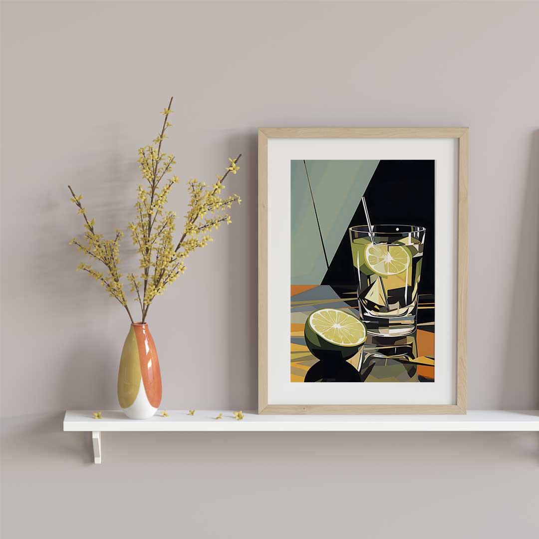 Gin and Tonic Cocktail - Mid Century Modern Art, bar art print, Gin And Tonic Poster, Midcentury Art Print, #illieeart #