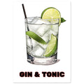 Gin & Tonic - Cocktail, bar art print, Cocktail Art print, Gin And Tonic Wall Art, #illieeart #