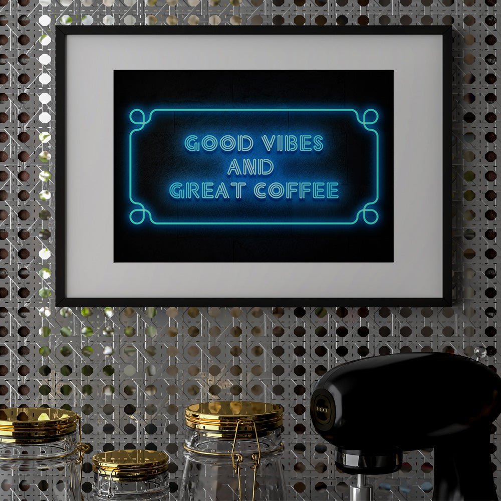 Good Vibes And Great Coffee, bar art print, neon print, , #illieeart