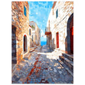 Greece - Mediterranean Village Scene, Greece Travel Print, Mediterranean art print, Travel Poster, #illieeart #