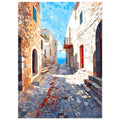 Greece - Mediterranean Village Scene, Greece Travel Print, Mediterranean art print, Travel Poster, #illieeart #