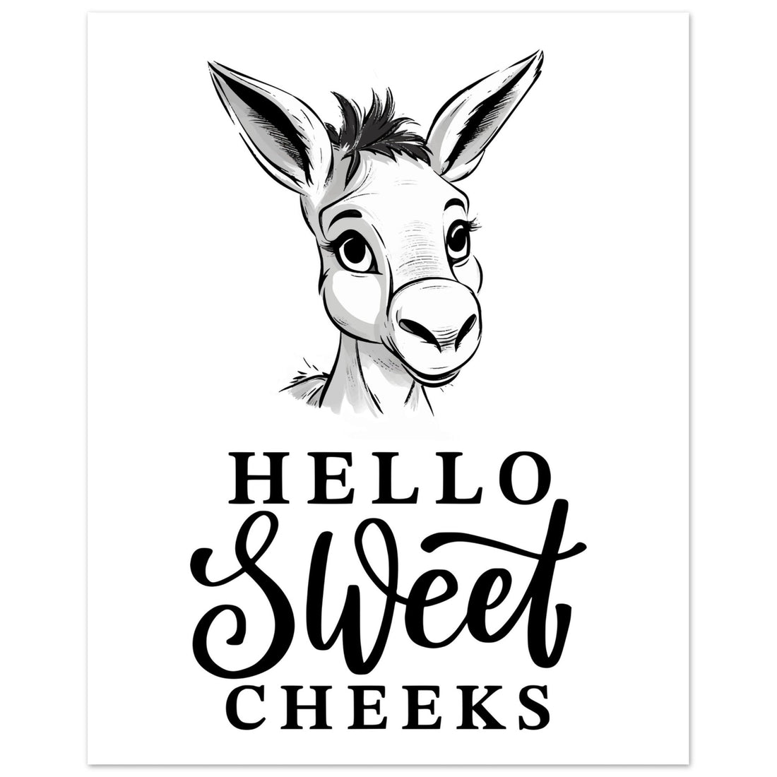 Hello Sweet Cheeks, bathroom art print, funny art print, Hello Sweet Cheeks, #illieeart #