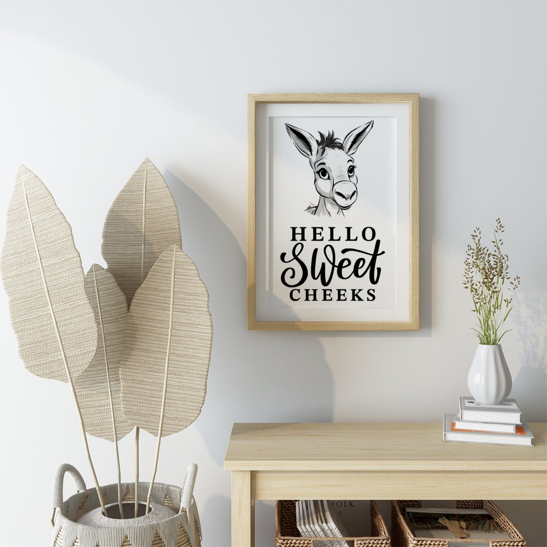 Hello Sweet Cheeks, bathroom art print, funny art print, Hello Sweet Cheeks, #illieeart #