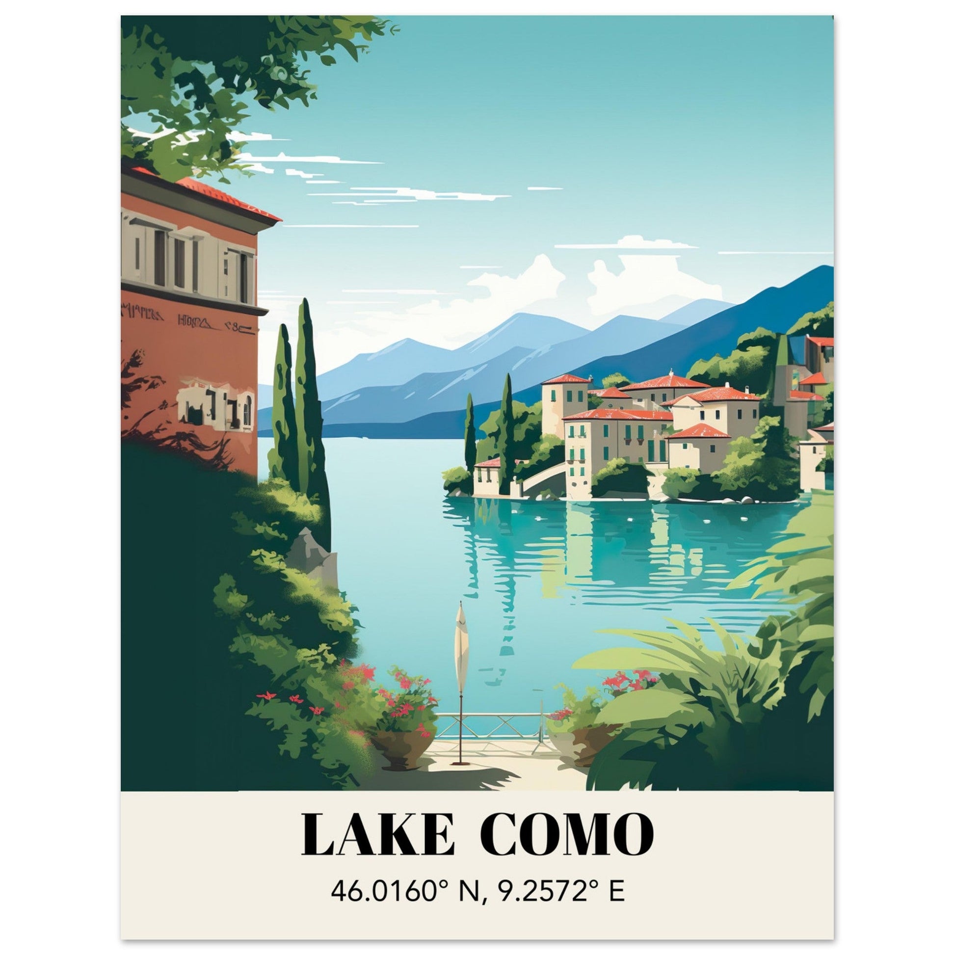Italy - Lake Como, Lake Como, Retro Travel Poster, Travel Poster, #illieeart #