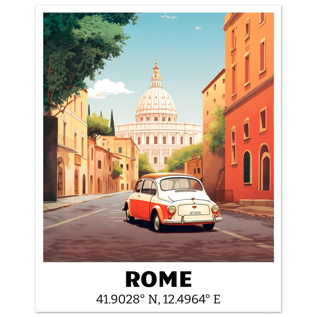 Italy - Rome Coordinates, italy travel poster, retro Travel print, rome travel poster, #illieeart #
