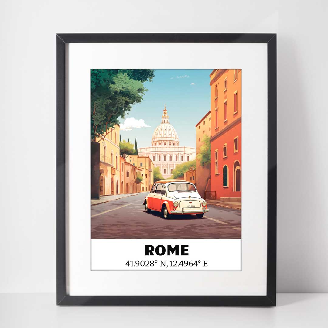 Italy - Rome Coordinates, italy travel poster, retro Travel print, rome travel poster, #illieeart #