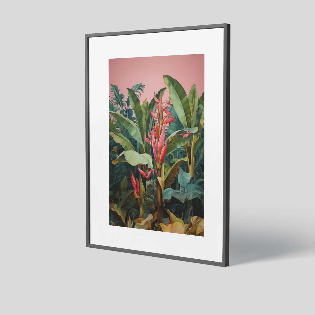 Moody Pink Tropics, moody art, tropical art prints, Tropical Jungle, #illieeart