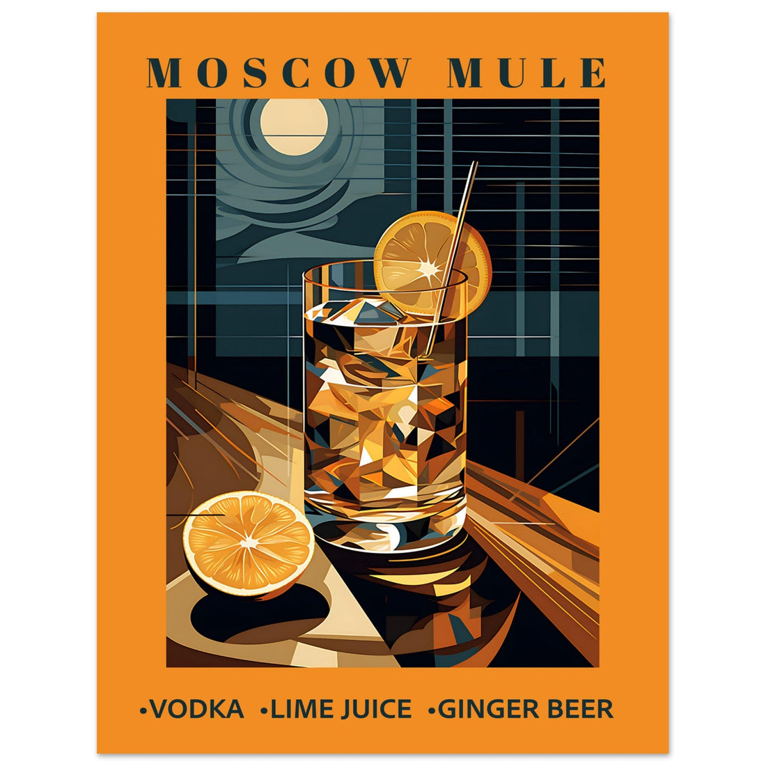 Moscow Mule Cocktail, bar art prints, kitchen art prints, Moscow Mule Art Print, #illieeart