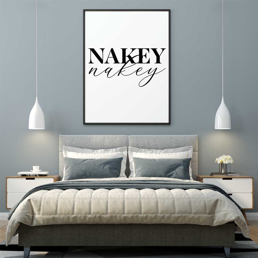 Nakey Nakey, bathroom art print, bedroom, funny art print, #illieeart #