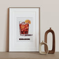 Negroni Art Print | Cocktail Art Print, Cocktail Art print, Negaroni, Negaroni Cocktail Art Print, #illieeart #