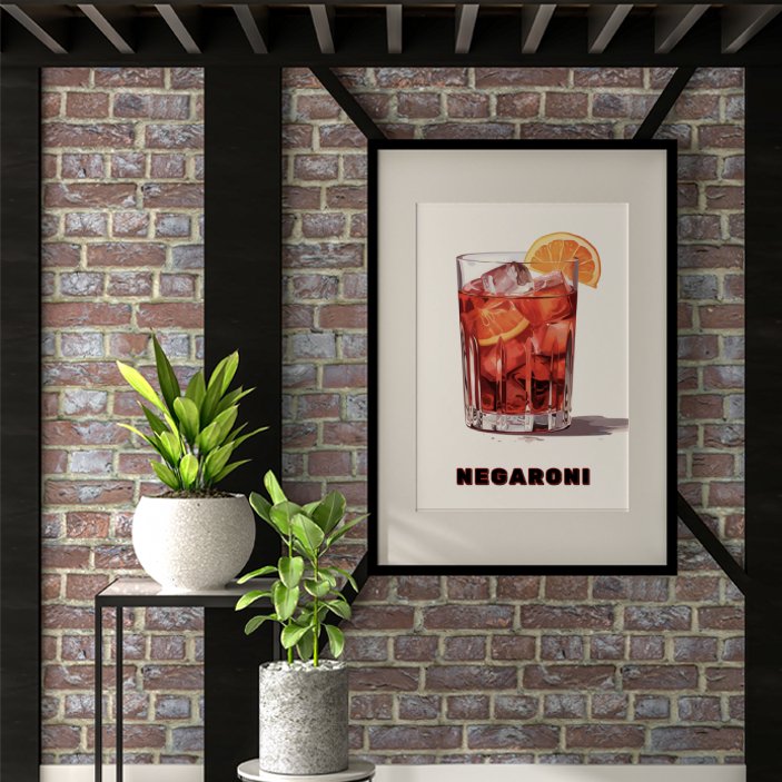 Negroni Art Print | Cocktail Art Print, Cocktail Art print, Negaroni, Negaroni Cocktail Art Print, #illieeart #