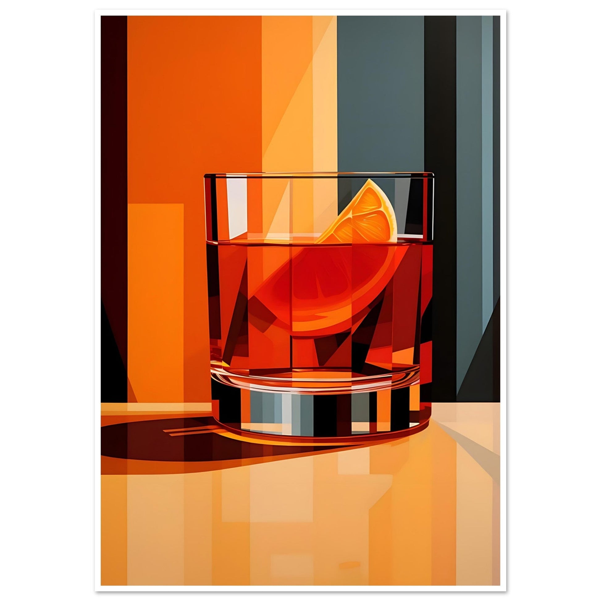 Negroni Cocktail Art Print, Cocktail Print, mid century, Negroni, #illieeart #