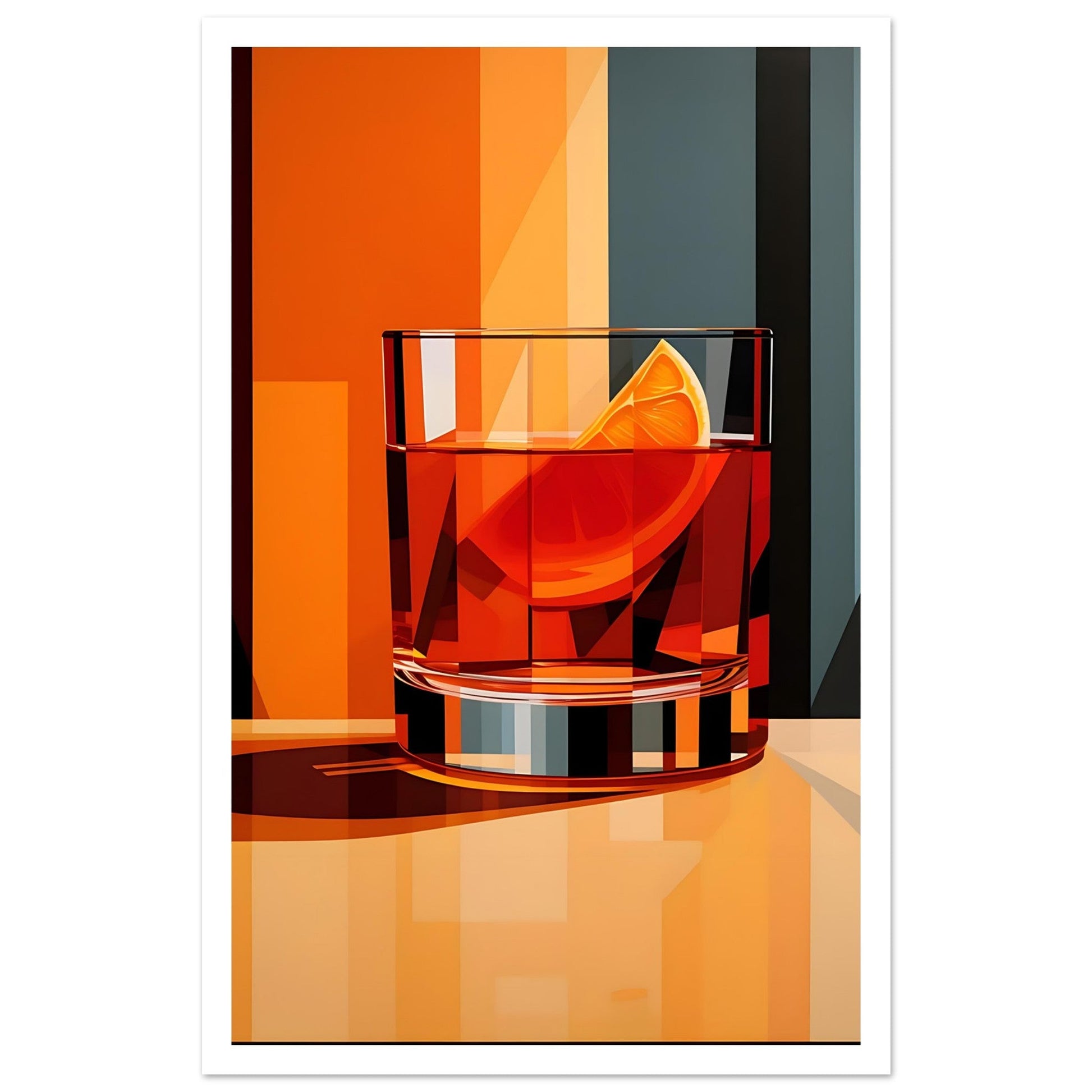 Negroni Cocktail Art Print, Cocktail Print, mid century, Negroni, #illieeart #