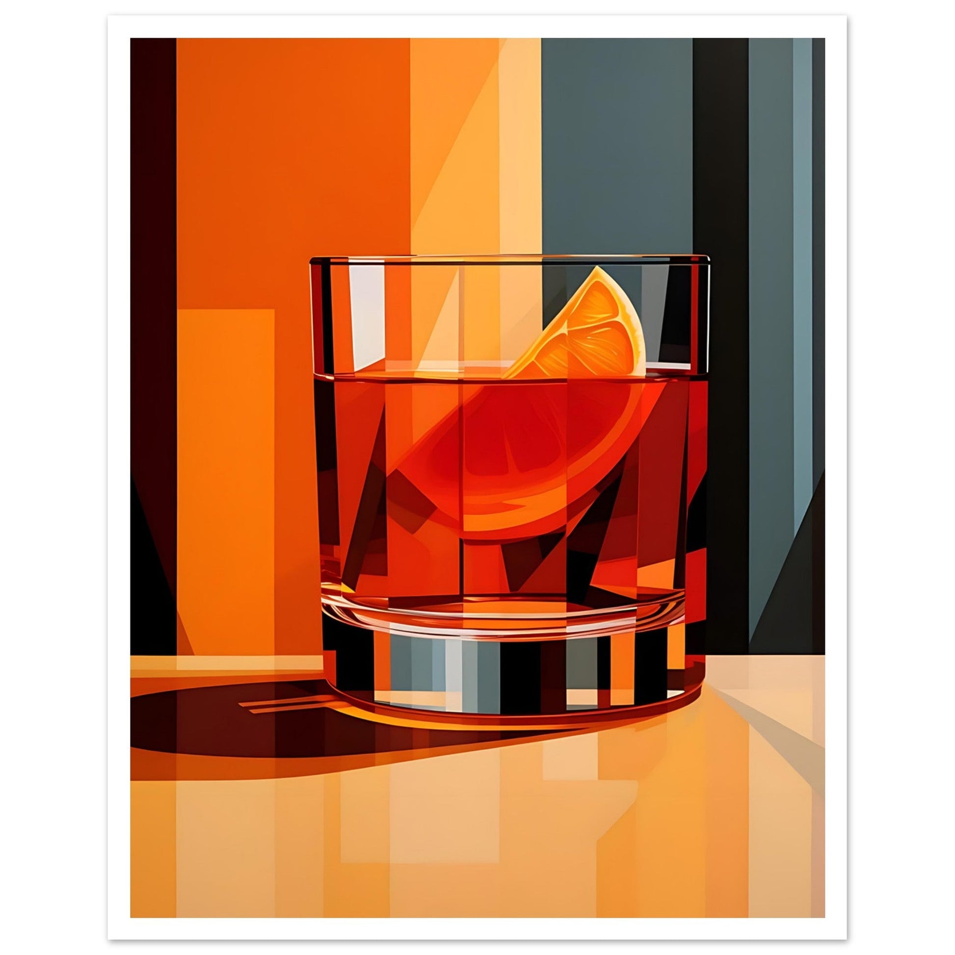 Negroni Cocktail Art Print, Cocktail Print, mid century, Negroni, #illieeart #