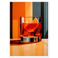 Negroni Cocktail Art Print, Cocktail Print, mid century, Negroni, #illieeart #