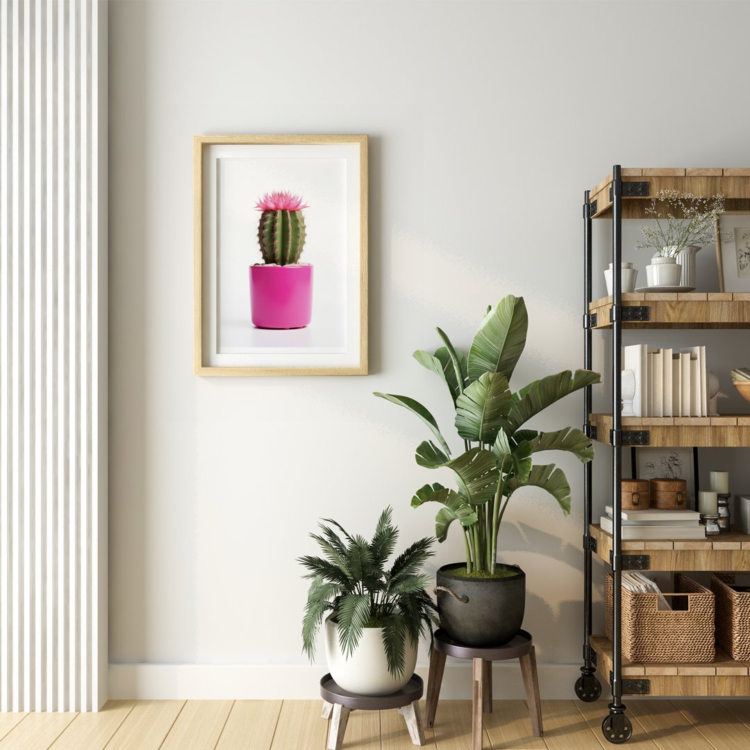 Pink Cactus Art Print, floral art print, Pink Cactus Art Print, , #illieeart #