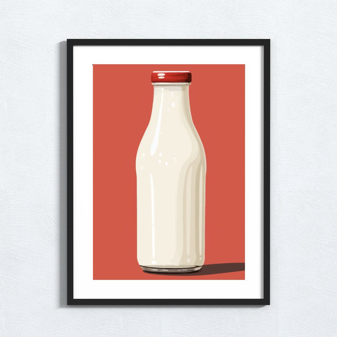 Retro Milk Bottle, Kitchen Print, Retro Kitchen Print, Retro Milk Bottle, #illieeart #