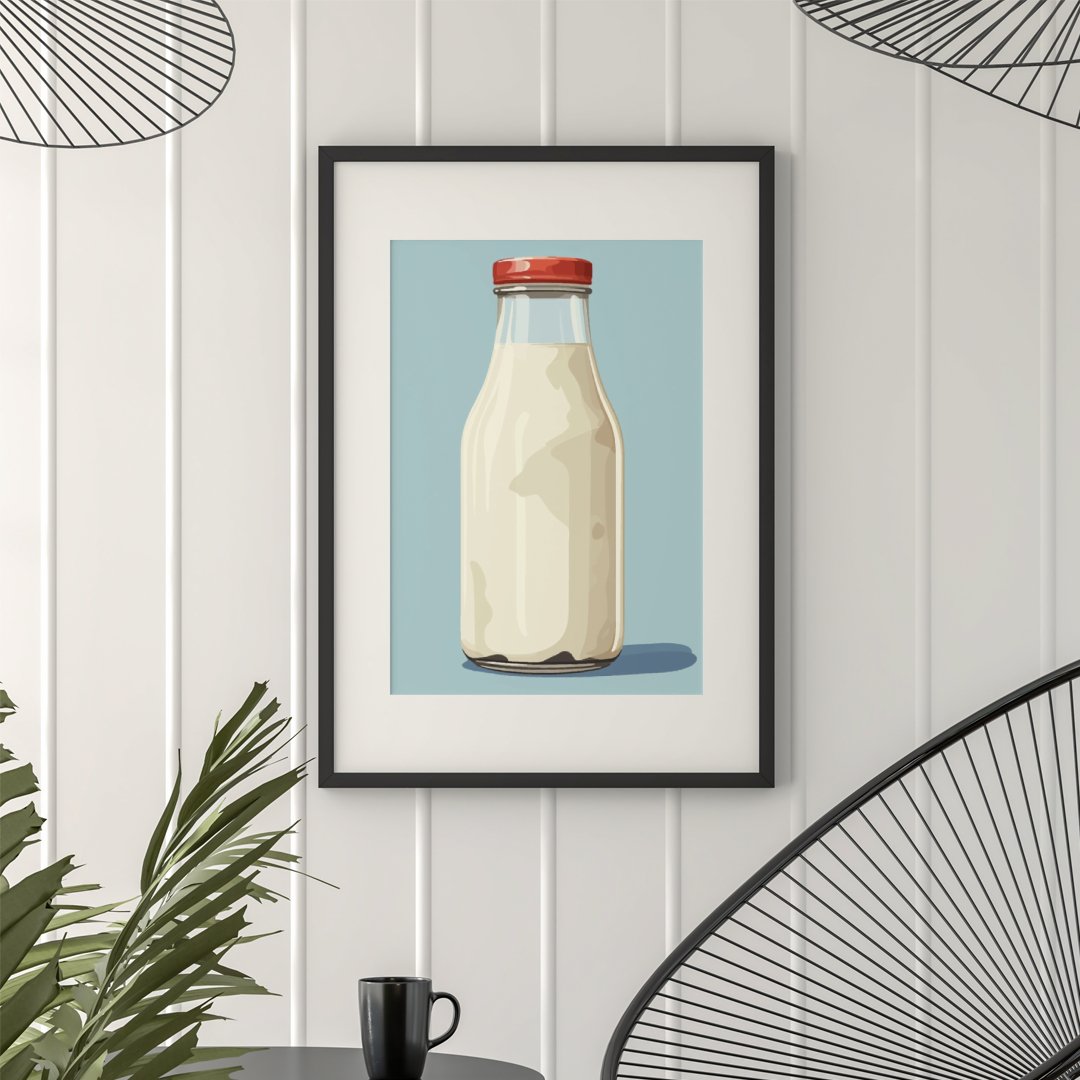 Retro Milk Bottles, kitchen art print, retro art print, Retro Milk Bottle, #illieeart #