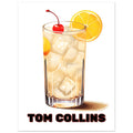 Tom Collins Cocktail Art Print, cocktail, Tom Collins Cocktail Art Print, Vintage Art print, #illieeart #