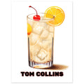 Tom Collins Cocktail Art Print, cocktail, Tom Collins Cocktail Art Print, Vintage Art print, #illieeart #