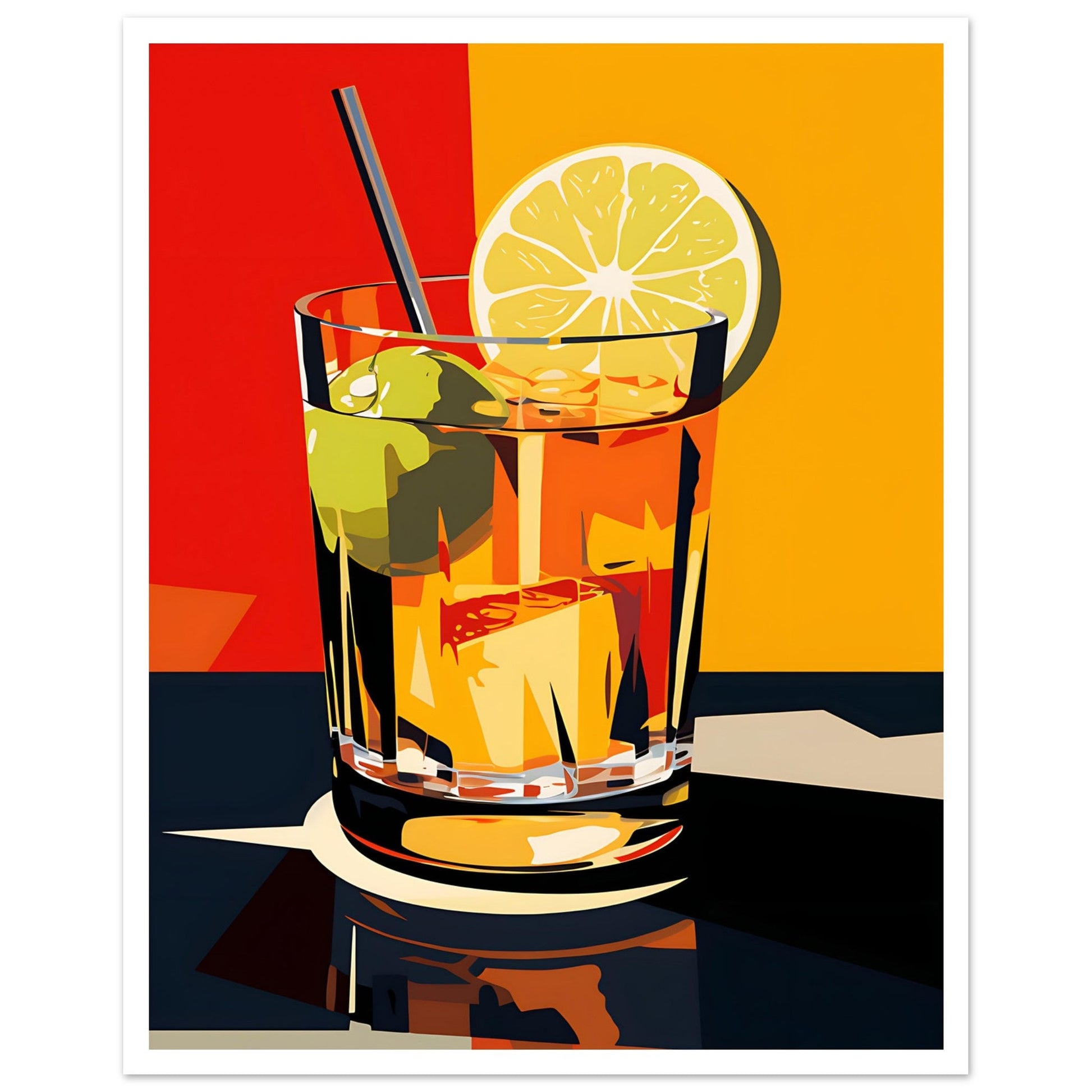 Tom Collins Cocktail, bar art print, Midcentury Art Print, Tom Collins Cocktail, #illieeart #