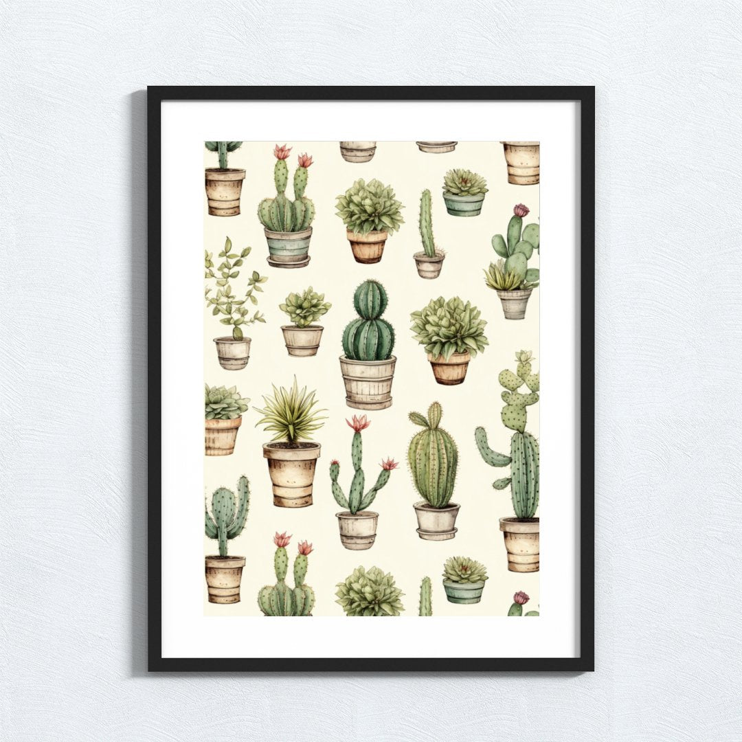Vintage Cactus Art Print, abstract flowers, floral, floral art print, #illieeart #