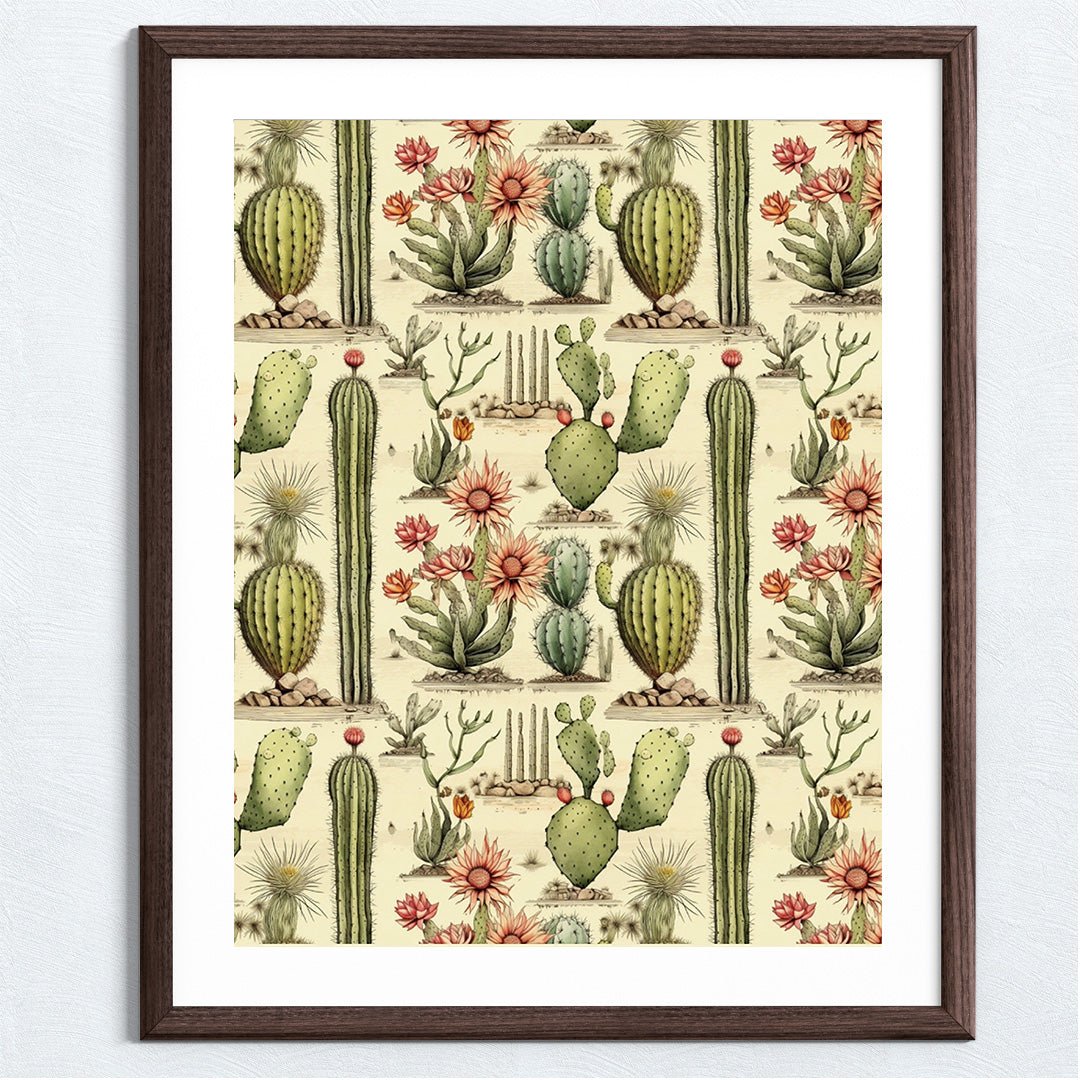 Vintage Cactus Art Print, abstract flowers, botanical art print, floral, #illieeart #