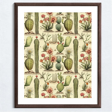 Vintage Cactus Art Print, abstract flowers, botanical art print, floral, #illieeart #