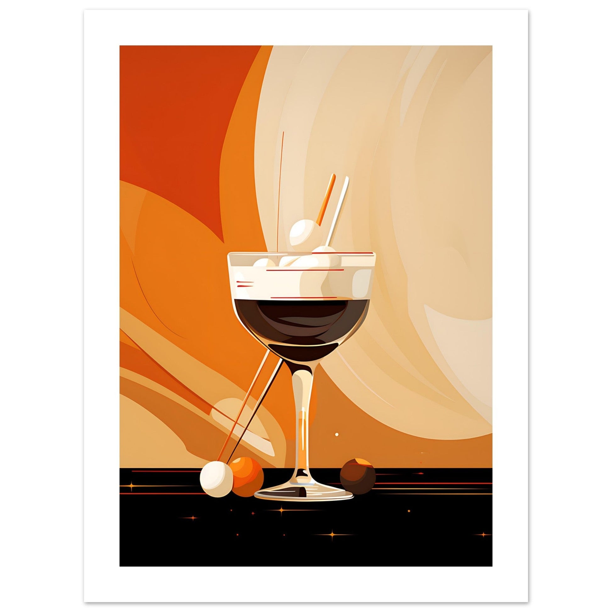 White Russian Cocktail, bar art print, kitchen art print, White Russian Cocktail, #illieeart #