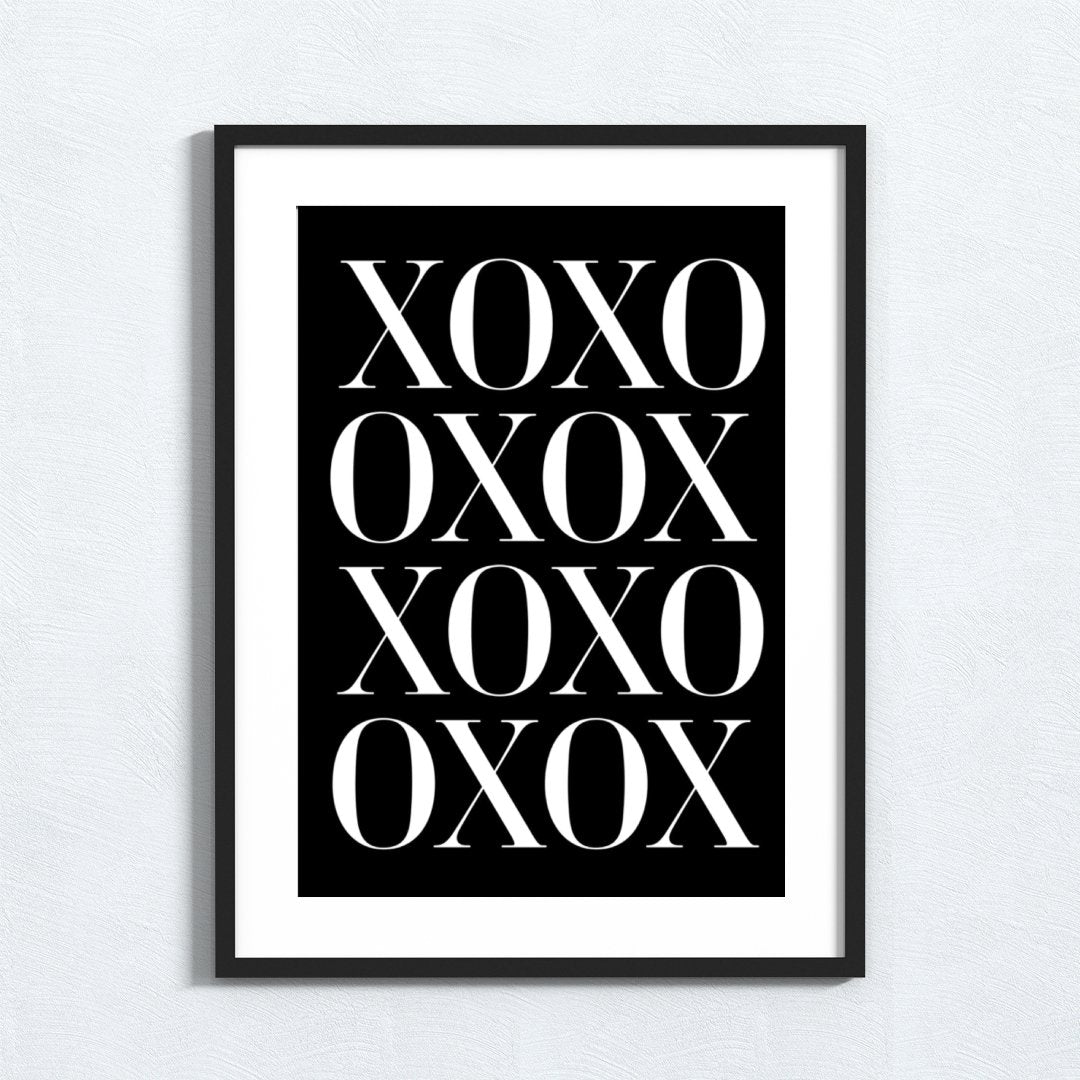 XOXO, Black and white, minimalist art prints, Typography, #illieeart #
